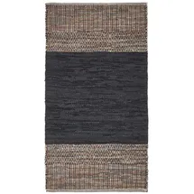 Homescapes Lederteppich 90x150 cm, – schwarz gemustert, aus Recycling-Leder