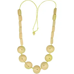Lange Kette "Riz", Damen, Gr. one size, Holz, gelb, COLLEZIONE ALESSANDRO, Basic, Halsketten, Holzperlen in verschiedenen Formen