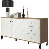 trendteam Sideboard Touch Artisan Eiche weiß matt B/H/T: ca. 183x76x40 cm - Eiche, weiß