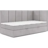 Boxspringbett Polsterbett Einzelbett DENIS MAX 100 x 200 cm mit Bettkasten und Matratzentopper Bett Schlafzimmer Jugendbett Kinderbett H3 Seite: re... - Grau/Hellgrau