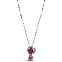 Pandora Roter Strahlenkranz Herzen Anhänger Halskette Silber Kristall 60cm