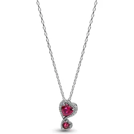 Pandora Roter Strahlenkranz Herzen Anhänger Halskette Silber Kristall 60cm