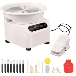 VEVOR Töpferscheibe Keramik Rad Maschine Pedal Touchscreen 450W 28cm Weiß