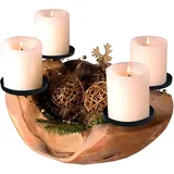 Homecall Adventskranz Modern – Kerzenhalter aus Holz für die Adventszeit, Adventskranz mit 4 Kerzenhaltern, vielseitig als Schlüsselschale, Teelichthalter und dekorative Holzschale (20CM - 25CM)
