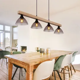 GLOBO Hängeleuchte Lindi Holzfarben/Schwarz 4-flammig
