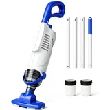 Akku Poolsauger mit 36,8 kPa Saugleistung, 5000 mAh Akku, 60 Min Laufzeit, 18 GPM, 2 Saugmodi, 300/500 μm Filter, Steckstange bis 1,85 m (max. Länge), für Pool & Spa