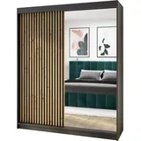 mebloland Schwebetürenschrank MIT, 2-türig Schrank 120 cm mit Spiegel Schwarz, Sonoma) - Grau