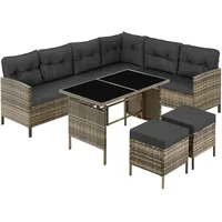 Tectake Rattan Lounge für 6 bis 8 Personen naturbelassen