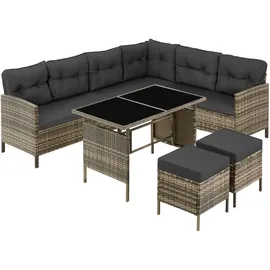 Tectake Rattan Lounge für 6 bis 8 Personen naturbelassen