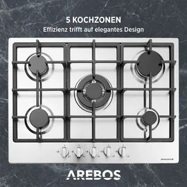 Arebos Gaskochfeld 5 Flammen