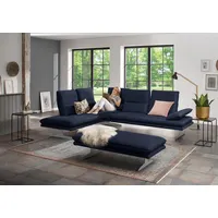 Ecksofa W.SCHILLIG "broadway, Designsofa, mit tollem Sitzkomfort, L-Form", blau (blau z59), B:284cm H:94cm T:224cm, Longlife Xtra-Leder Z59: Glattleder mit modischer Prägung. Hautstärke 0, 9 - 1, 1 mm, Sofas, Sitztiefenverstellung, Kopfteil- & Seitenteilverstellung, Breite 284cm
