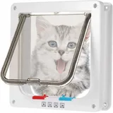Mikrochip-Katzenklappe, Mikrochip-Katzenklappe, braun, Katzenklappe mit Schraubkits für Katzen und kleine Hunde, weiß, mittel