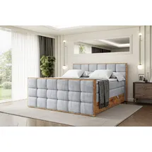 altdecor Boxspringbett mit Matratze Topper, Polsterbett mit Bettkasten, LOLLI2-Z KING - 180x200 - Grau Monolith