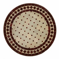 Marokko Mosaik Beistelltisch Ø45cm Bordeaux-Raute Gartentisch rund Mosaiktisch
