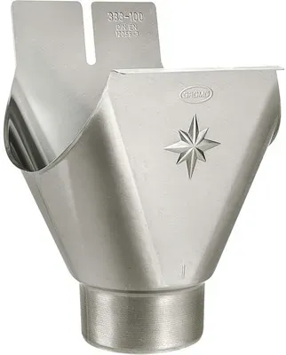 Zink-Einhangstutzen 333/100mm, oval, für halbrunde Rinne