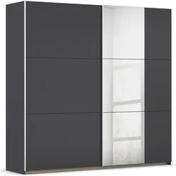 Schwebetürenschrank RAUCH "Kleiderschrank Garderobe TOPSELLER AURELIO mit 3 Ausstattungsvarianten", grau (graumetallic), B:218cm H:210cm T:59cm, Holzwerkstoff, Schränke, 3 verschiedene Ausstattungsvarianten Griffe aus Metall MADE IN GERMANY, Topseller