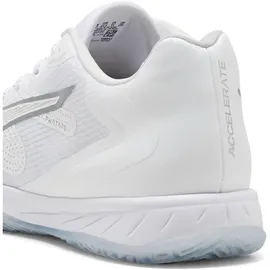 Puma Accelerate Turbo 4 Hallenschuhe, Unisex, Puma Weiß, PUMA Silber, Aschgrau, 44.5