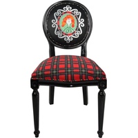 Casa Padrino Esszimmerstuhl Barock Luxus Esszimmer Stuhl ohne Armlehnen Schottland Karo / Schwarz Woman - Designer Stuhl - Limited Edition