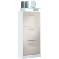 Vladon Schuhschrank, Sand, Holzwerkstoff, 46x128x23 cm, Garderobe, Schuhaufbewahrung, Schuhkipper
