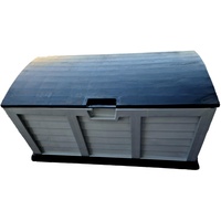 HOQ Auflagenbox Kissenbox aus Kunststoff 270 Liter abschließbar mit Transportrollen Gartenbox wetterfest XXL mit Deckel