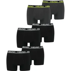 HEAD Herren Boxershort Basic Boxer 4er 6er 8er Multipack in M Schwarz 005 &  Schwarz / Grün Punch 009