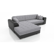 Fun Möbel Couchgarnitur SARRA Schwarz- Grau mit Schlaffunktion Ottomane Links,