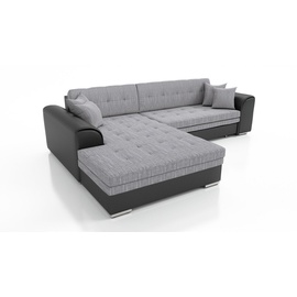 Fun Möbel Couchgarnitur SARRA Schwarz- Grau mit Schlaffunktion Ottomane Links,
