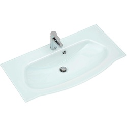 Xora Waschbecken, Weiß, Glas, 92x1.5x49.1 cm, Badezimmer, Waschbecken & Armaturen, Waschbecken