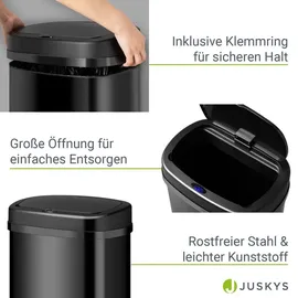 Juskys Automatik Mülleimer mit Sensor 60L - Abfalleimer mit elektrischem Deckel - Schwarz