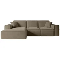 altdecor Ecksofa, Braun, Textil, 6-Sitzer, L-Form, Ottomane links, 266x165 cm, Wohnzimmer, Sofas - Couches, Wohnlandschaften, Ecksofas