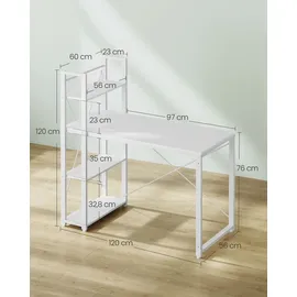 VASAGLE Schreibtisch 120 / 137,2 cm Weiß