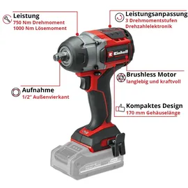 Einhell Professional Akku-Schlagschrauber TP-CW 18/750-C Li BL Solo