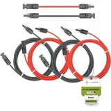 Solarkabel Doppelpack 4x PV-Kabel 6mm2 H1Z2Z2-K Schwarz & Rot mit Solarstecker 4 x 9m - 6mm2