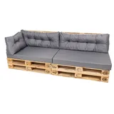 TexDeko Palettenkissen Set Modell: Comfort 5-TLG, Palettenkissen Set wasserabweisend, Premium Qualität, pflegeleicht grau