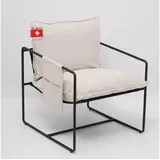 Albatros Sessel Breston hochwertiger Stoff 70 x 80 x 90 cm Beige mit Kissen