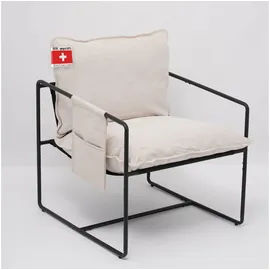 Albatros Sessel Breston hochwertiger Stoff 70 x 80 x 90 cm Beige mit Kissen