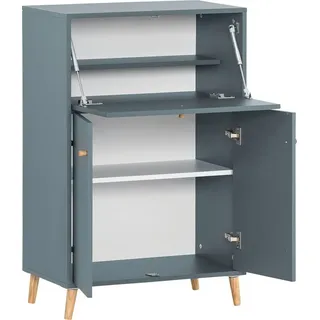 Schildmeyer Schreibtisch Serie 500, Breite 65,2 cm, Sekretär Aktenschrank mit ausklappbarer Schreibplatte, blau
