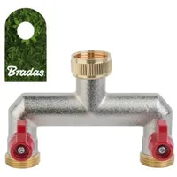 Bradas 2-Wege Verteiler mit Absperrhähnen für Auslaufventile Messing 3/4"
