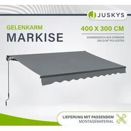 Juskys Gelenkarmmarkise 400 x 300 cm grau