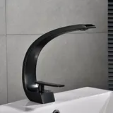 Design Wasserfall Badezimmer Waschbecken Wasserhahn Chrom Messing Mischbatterie Schwarz
