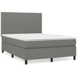 vidaXL Boxspringbett mit Matratze Dunkelgrau 140x200 cm Stoff