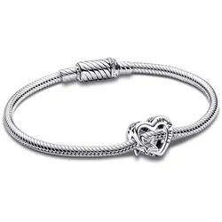 Pandora 68109 Damen-Armband mit Charm Silber Familie Herz & Stern Geschenkset, 18 cm