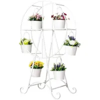 CLSMD Blumenständer aus Metall, drehbares Riesenrad, Blumen-Kräuterhalter, Blumentopfhalter, Blumenregal, Blumenregal, Treppe für Innen- und Außendekoration