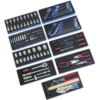 PROREGAL Werkzeug-Set für Werkstattwagen Cheetah | 115 Teile | mit Schaumstoff-Schubladeneinlage | HxBxT 4,6x34x12,5cm