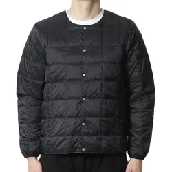 TAION Herren Daunen-Jacke mit Knopfverschluss Stepp-Jacke stylische Outdoor-Jacke Schwarz - XL