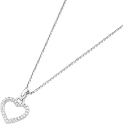 Herzkette LUIGI MERANO "Anhänger Herz mit Brillanten, Gold 585", silber, Halsketten, Damen, 45cm, Weißgold 585
