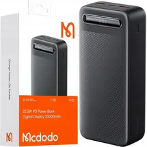 Mcdodo Powerbank 30000Mah Mit Display 3X Usb Usb-C 22.5W + Usb-C Kabel - Schwarz