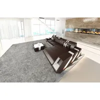 Sofa Dreams Ecksofa Ledersofa Apollonia L Form Leder Sofa Ledercouch, Couch, mit LED, wahlweise mit Bettfunktion als Schlafsofa, Designersofa braun