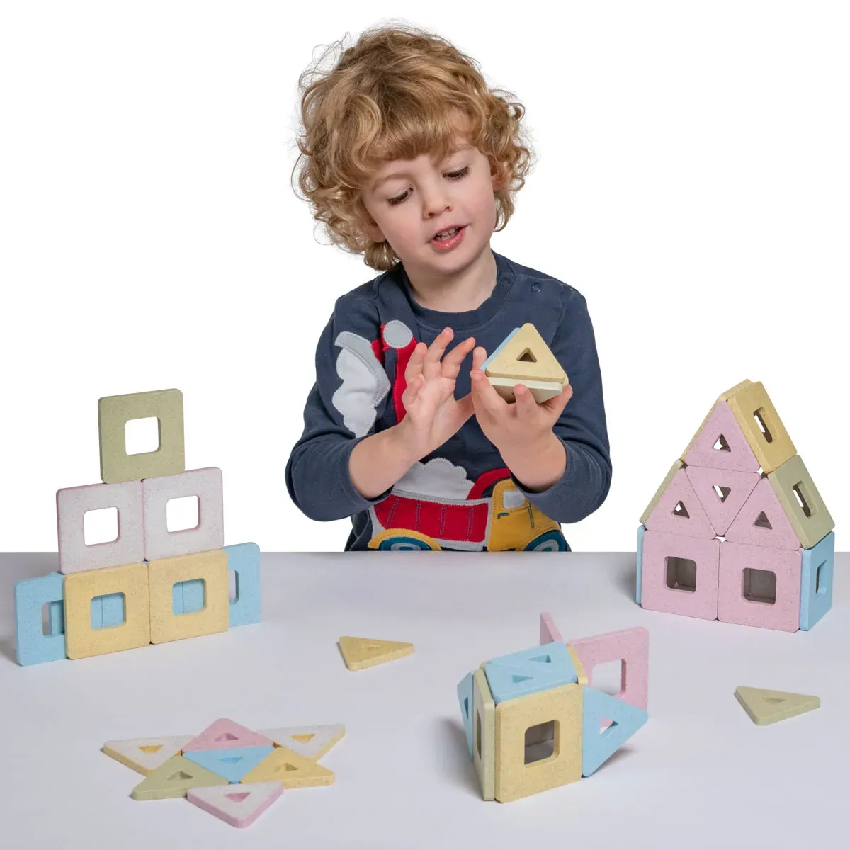 Polydron Magnetische Bausteine Starter-Set 48 Teile - Pastellfarben, ABS-Kunststoff, 7x7 cm - Für Kinder ab 1 Jahr