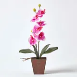 Homescapes KUNSTBLUME Orchidee rosa im Deko-Topf, 48 cm